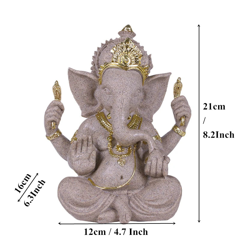 home decoration Nature Sandstone Indian Ganesha Figurine Religious Hindu Elephant God Statues Fengshui Elephant-Headed Buddha