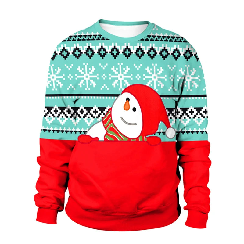 2025 Ugly Christmas Sweater For gift Santa Elf Funny Pullover Womens Mens Jerseys Party Birthday SnowmanXmas Sweatshirt