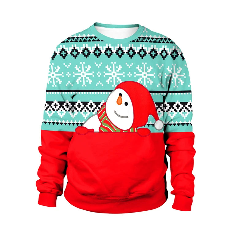2025 Ugly Christmas Sweater For gift Santa Elf Funny Pullover Womens Mens Jerseys Party Birthday SnowmanXmas Sweatshirt