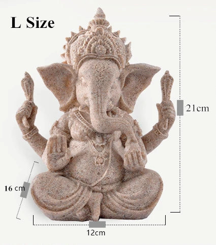 home decoration Nature Sandstone Indian Ganesha Figurine Religious Hindu Elephant God Statues Fengshui Elephant-Headed Buddha