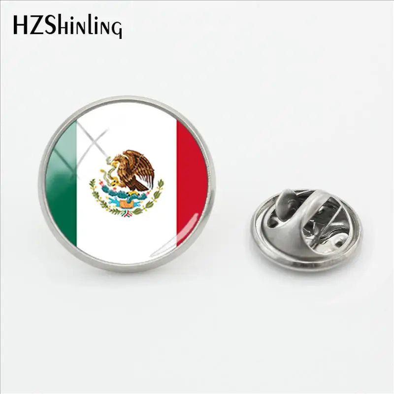 2018 New Indian Flag Clasp Pin Various Flags Pins Stainless Steel Art Lapel Pin Glass Cabochon Jewelry