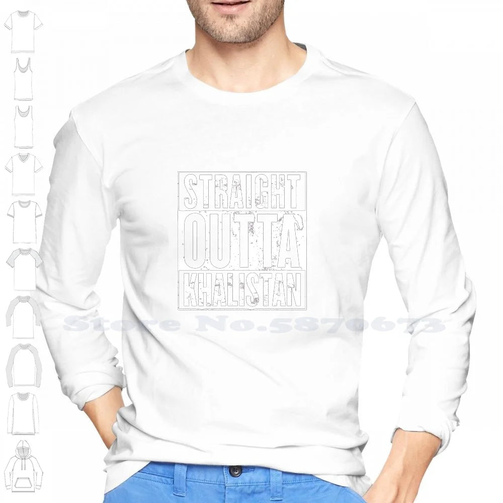 Straight Outta Khalistan Black White Tshirt For Men Women Straight Outta Khalistan Sikh Punjab Punjabi Sikhi India Khanda