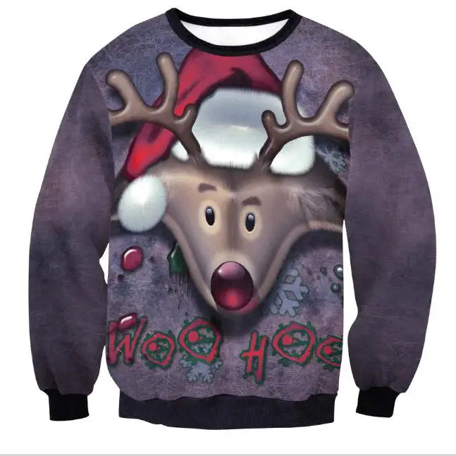 3D Christmas Deer Snowman Christmas gift Santa Claus Patterned Ugly Sweater Jerseys and Sweaters blouses For Men Women Pullover