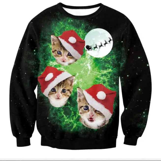 3D Christmas Deer Snowman Christmas gift Santa Claus Patterned Ugly Sweater Jerseys and Sweaters blouses For Men Women Pullover