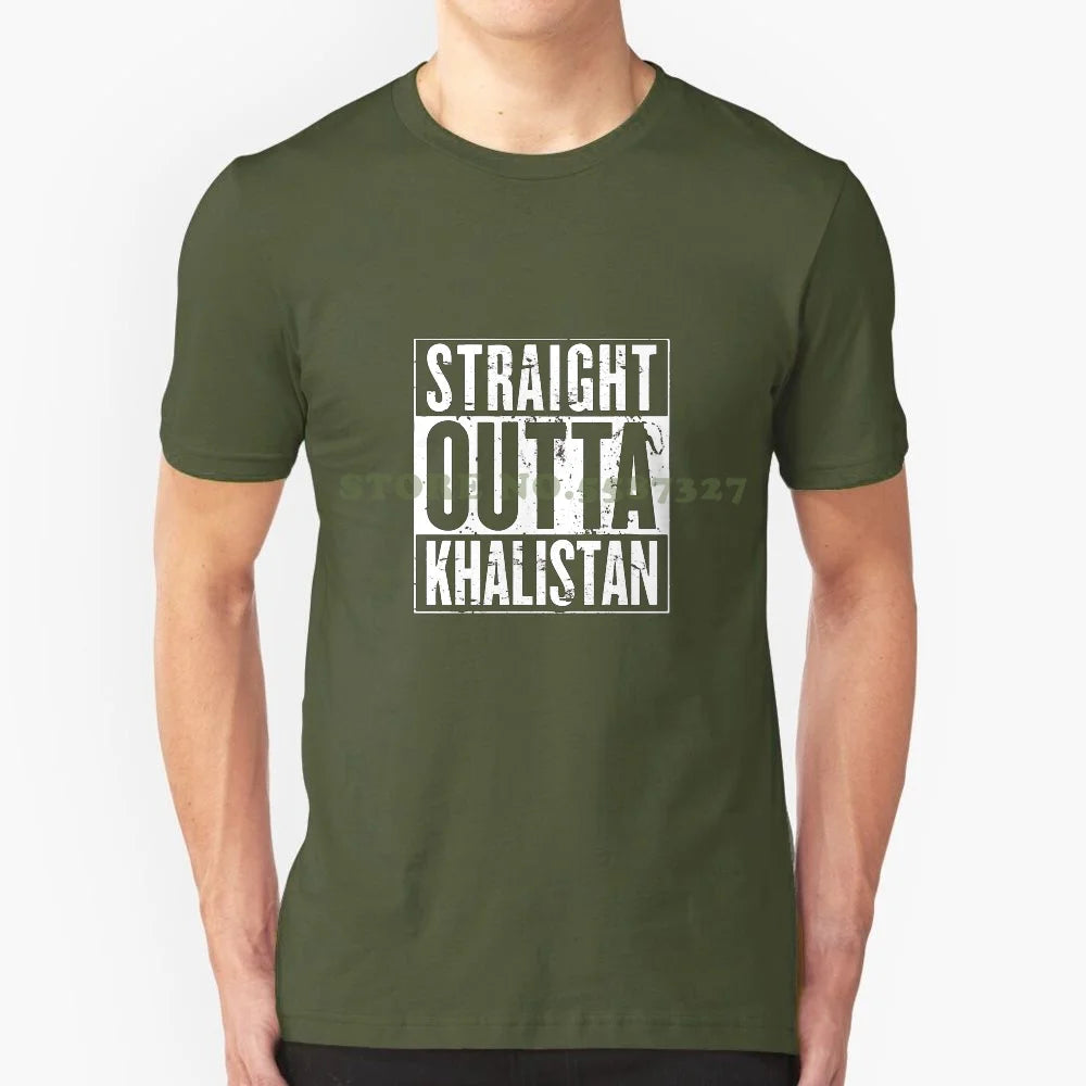 Straight Outta Khalistan Black White Tshirt For Men Women Straight Outta Khalistan Sikh Punjab Punjabi Sikhi India Khanda