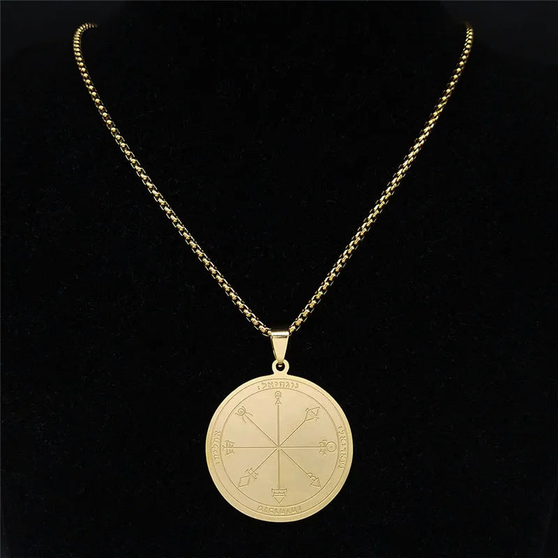 Talisman Of Protection Good Luck Wealth Seal Of Solomon Stainless Steel Necklaces Pendants Men Jewelry salomon hombre N4239