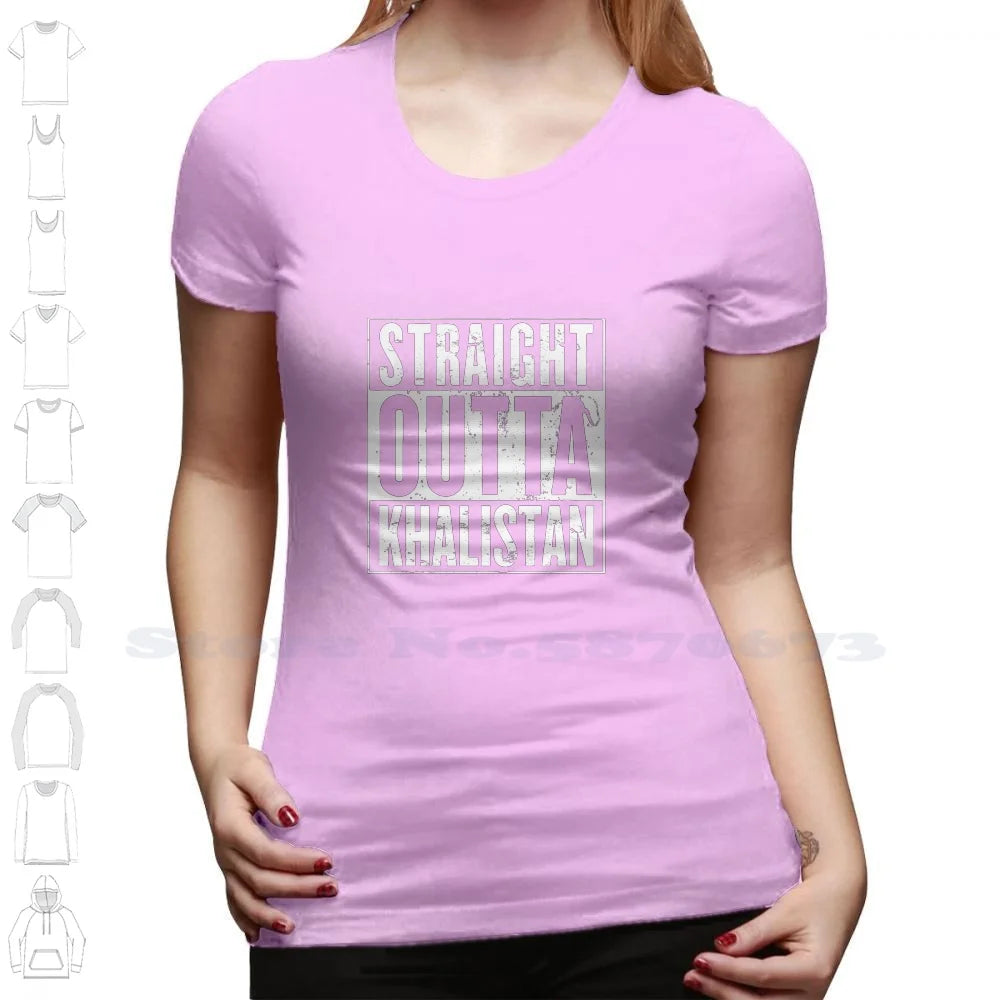 Straight Outta Khalistan Black White Tshirt For Men Women Straight Outta Khalistan Sikh Punjab Punjabi Sikhi India Khanda