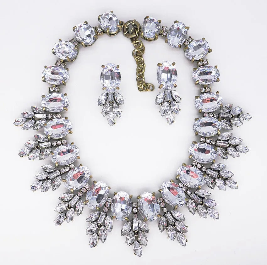 2025 New Luxury Crystal Rhinestone Collar Choker Necklace Women Indian Ethnic Statement Maxi Big Bib Necklace Wedding Jewelry
