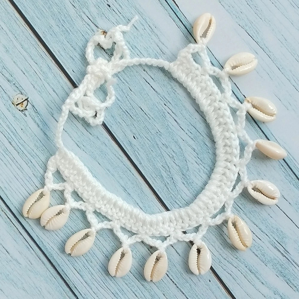 Summer Women Simple Seashell Anklet Chain Crochet Bohemian Foot Jewelry Beach Anklets On Foot Bracelets