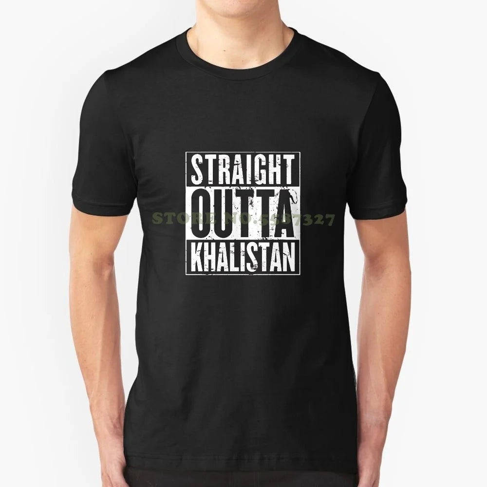 Straight Outta Khalistan Black White Tshirt For Men Women Straight Outta Khalistan Sikh Punjab Punjabi Sikhi India Khanda