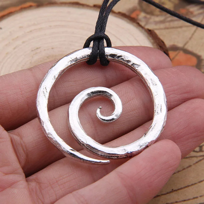 Viking Spiral Pendant - Hand-Forged Iron with Adjustable Leather Neck Cord Dark Age/Medieval/Viking/Norse/Blacksmith/Necklace