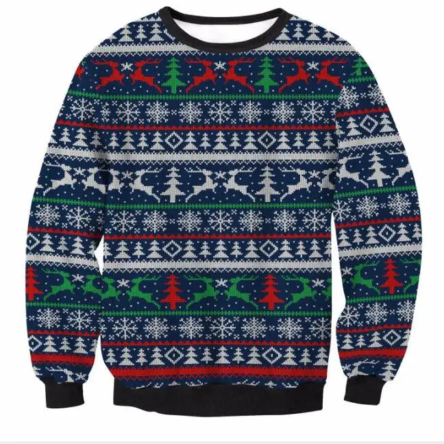 3D Christmas Deer Snowman Christmas gift Santa Claus Patterned Ugly Sweater Jerseys and Sweaters blouses For Men Women Pullover