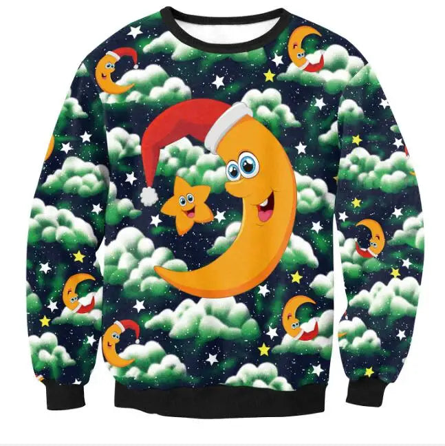 3D Christmas Deer Snowman Christmas gift Santa Claus Patterned Ugly Sweater Jerseys and Sweaters blouses For Men Women Pullover