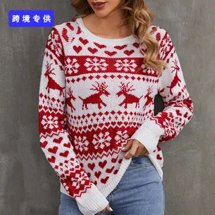 2025New Sweater Christmas Gift Sweater European and American Autumn and Winter Lazy Style Pullover Knitted Sweater