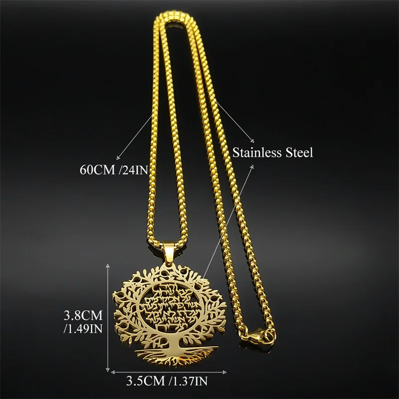 2024 New fashion Tree of Life elegant pendant lettering hollow necklace temperament hundred matching couple collarbone chain