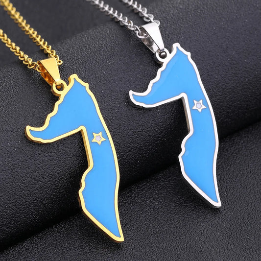 2024 New fashion stainless steel Somali drip oil map necklace for women and men couples ethnic style accessory collarbone chain