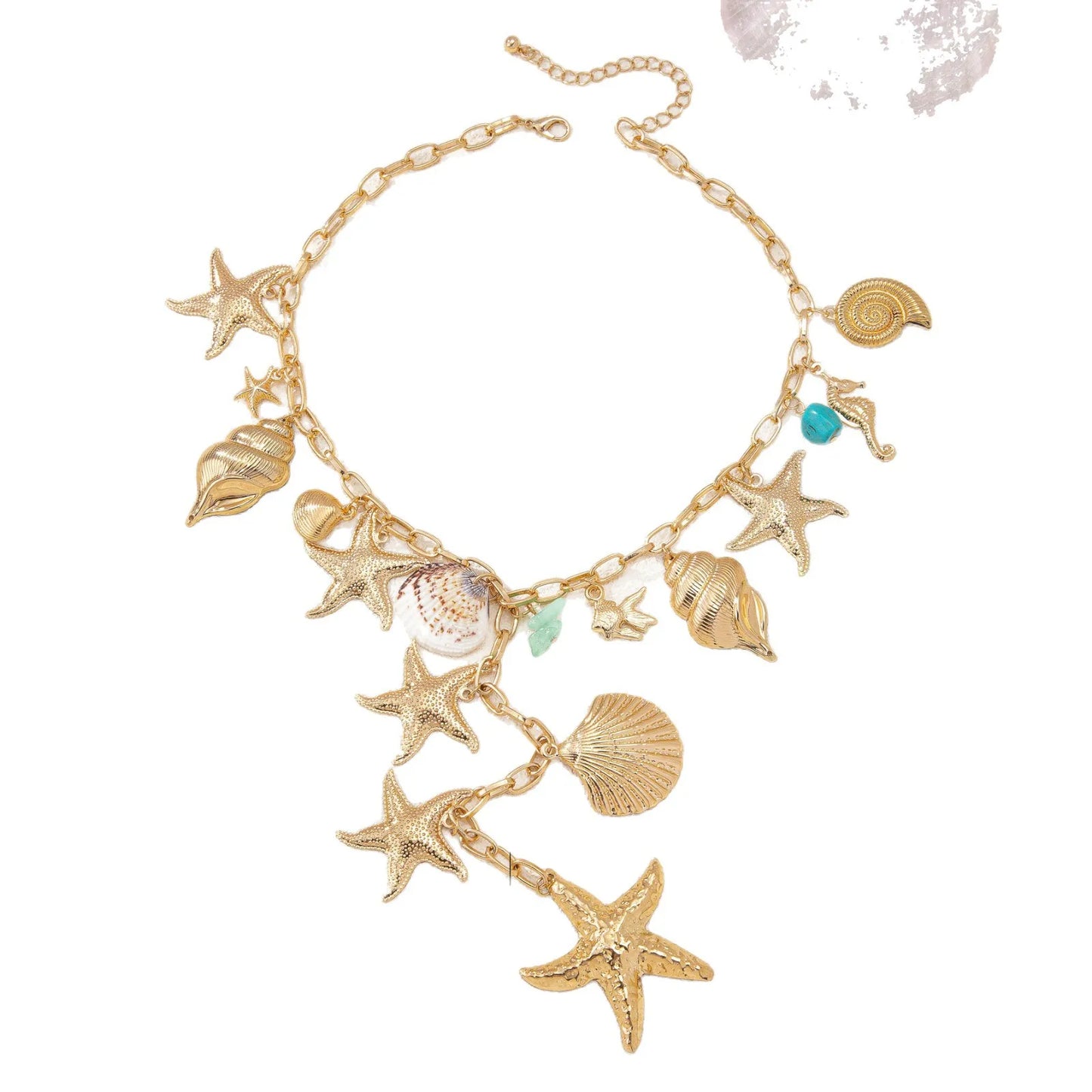 Starfish shell small fish Y necklace for women girls holiday party gift geometric fashion jewelry AN022