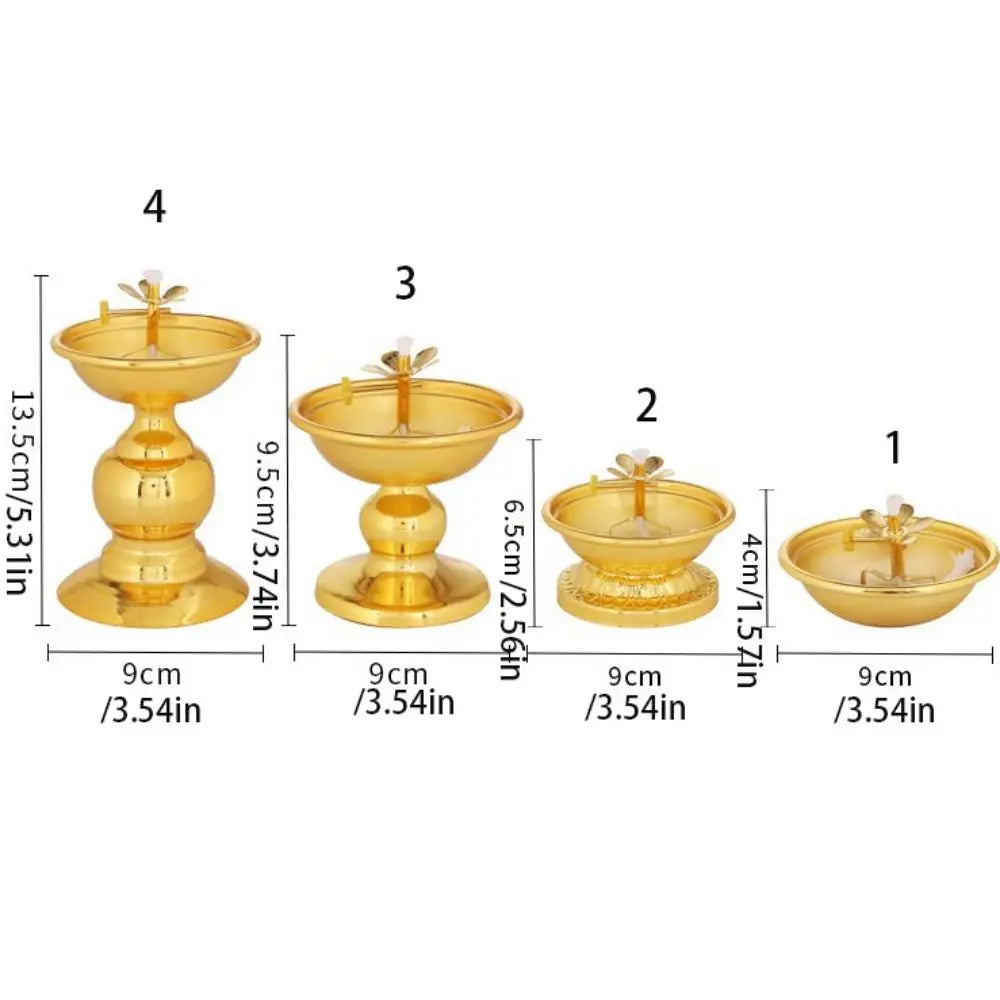 Vintage Anti-slip Alloy Oil Lamp Adjustable Exquisite Butter Lamp Holder High-legged Oil Dish Ornaments Buddha Hall