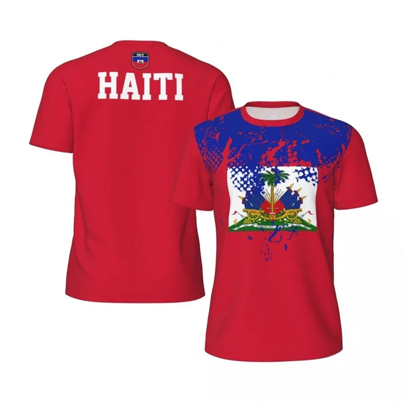 Summer Haiti Flag Men T Shirt 3D Printed Football Tee Shirts Women Sports Fitness Short Sleeves Kids Loose Round Neck Tshirt