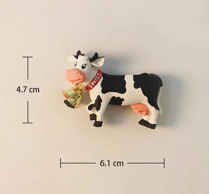 Swiss Dairy Cows Hand-painted 3D Fridge Magnets Switzerland Souvenirs Refrigerator Magnetic Stickers Gift