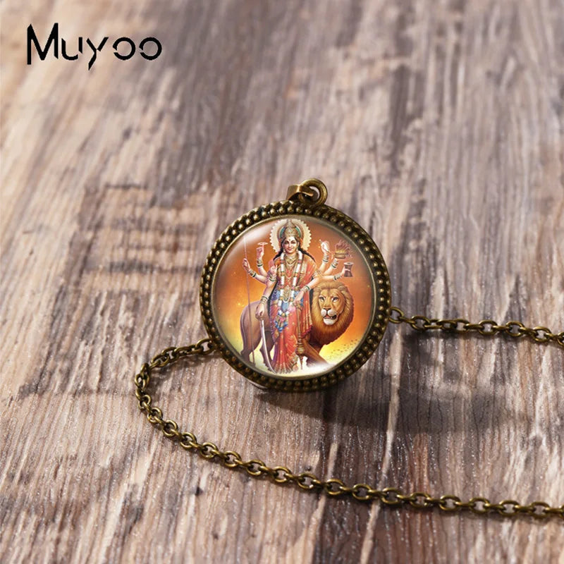 2023 New Arrival Fashion Painting India Shiva Ganesha Hindu God Glass Dome Antique Pendant Handmade Jewelry Vintage Necklaces