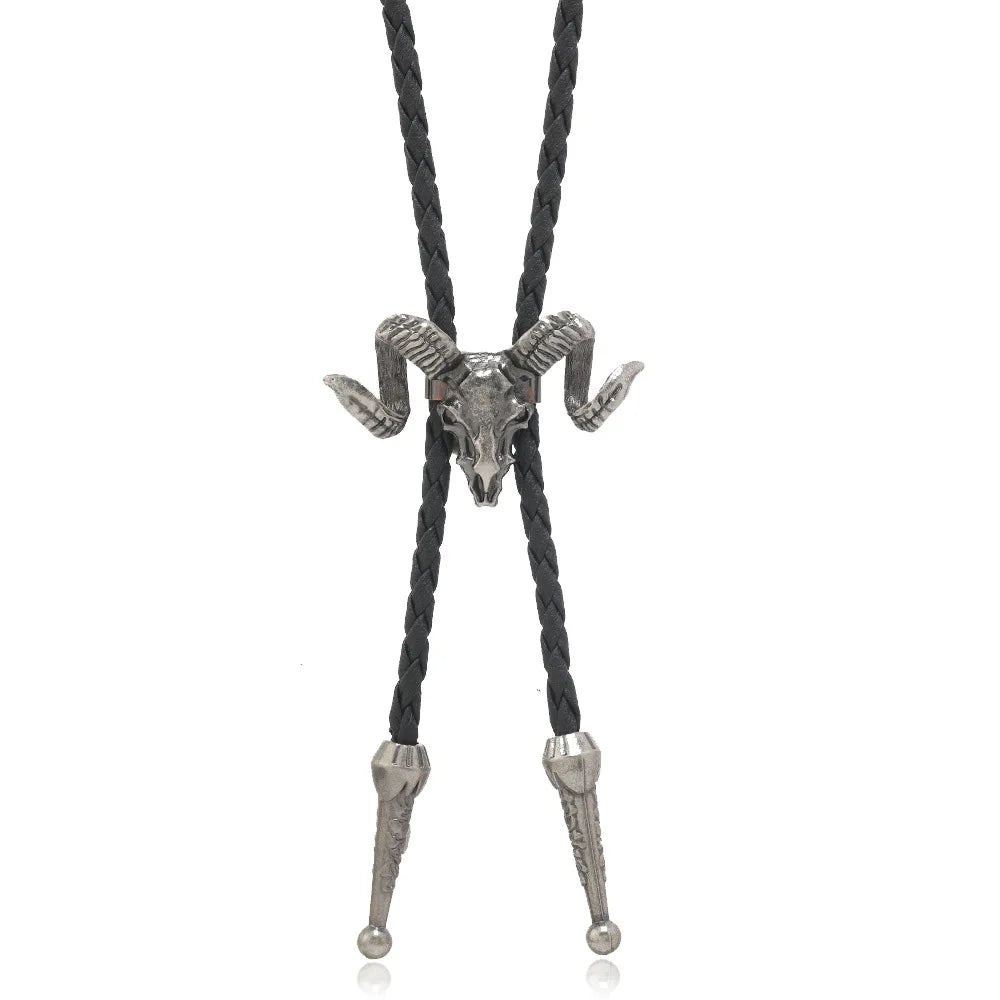 Vintage Cowboy Jazz Hat Alloy mens bolo tie Men Women Leather Rope Long Necklace Sweater Chain shirts Bolo Tie Men Accessories