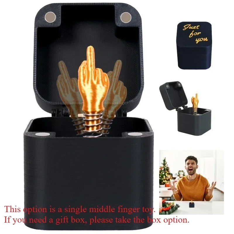 The Annoying Present with Middle Finger in A Box Gift Box with Screws Prank Surprise Pop-Up Novelty Funny Gifts for Adult Toys