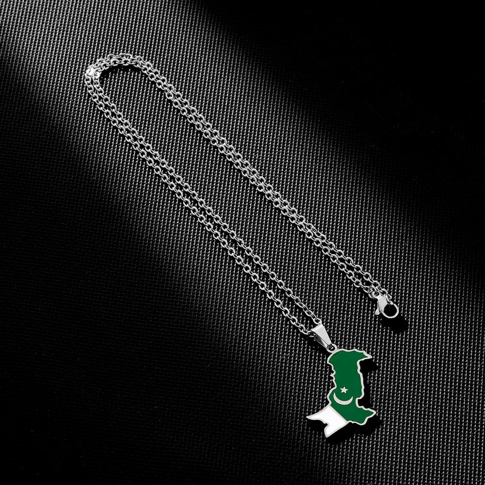 2024 new fashion stainless just Pakistan map flag pendant necklace temperament everything collarbone chain birthday anniversary