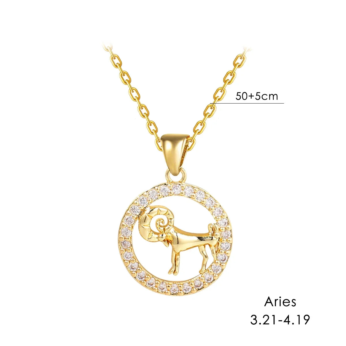 12 Zodiac Signs Necklace Copper Gold Plated Zodiac Signs Pendant Chain Ladies Necklace Birthday Jewelry Ladies Jewelry