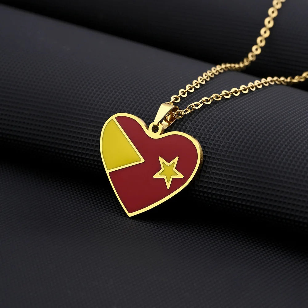 2024 new fashion stainless steel Tigrei State Ethiopian heart-shaped necklace for women and men couples ethnic style accessories