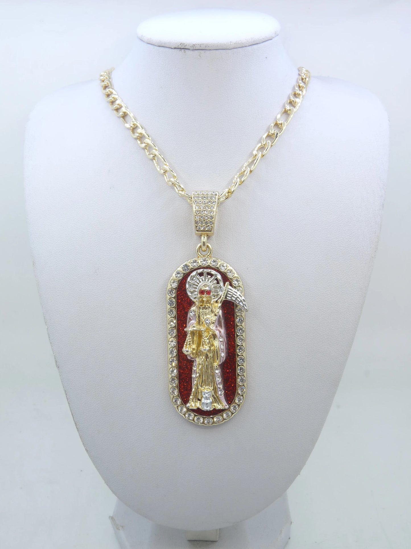 1 Piece 14K Gold Plated Green St. Jude San Juads Pendant Women's Necklace Religious Jewelry