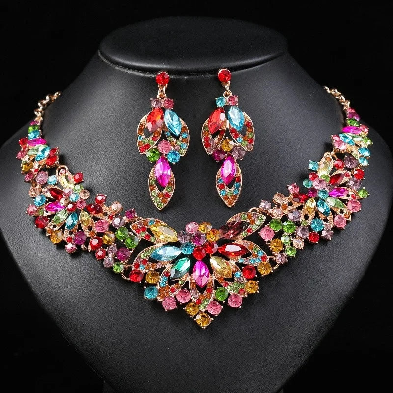 Vintage Necklace Set Women's 2-piece Set Leaves Flowers Exaggerated Bridal Accessories