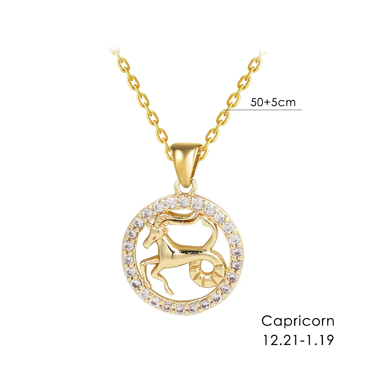 12 Zodiac Signs Necklace Copper Gold Plated Zodiac Signs Pendant Chain Ladies Necklace Birthday Jewelry Ladies Jewelry