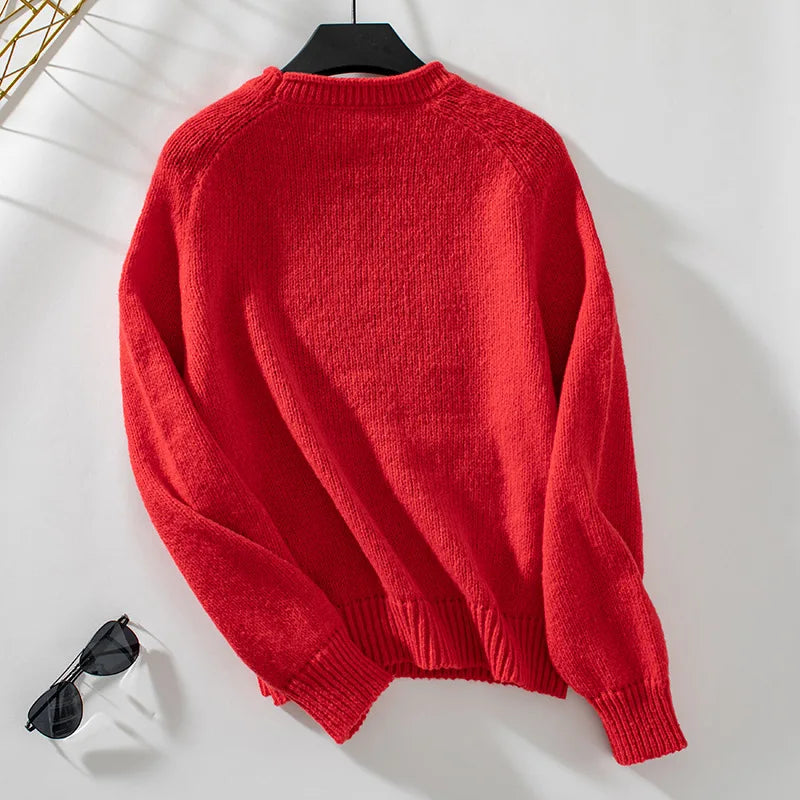 2024 Autumn Winter Women Christmas Tree Pattern Sweaters Casual Knitwear Crew-Neck Pullover Holiday Sweater Woman Pullovers