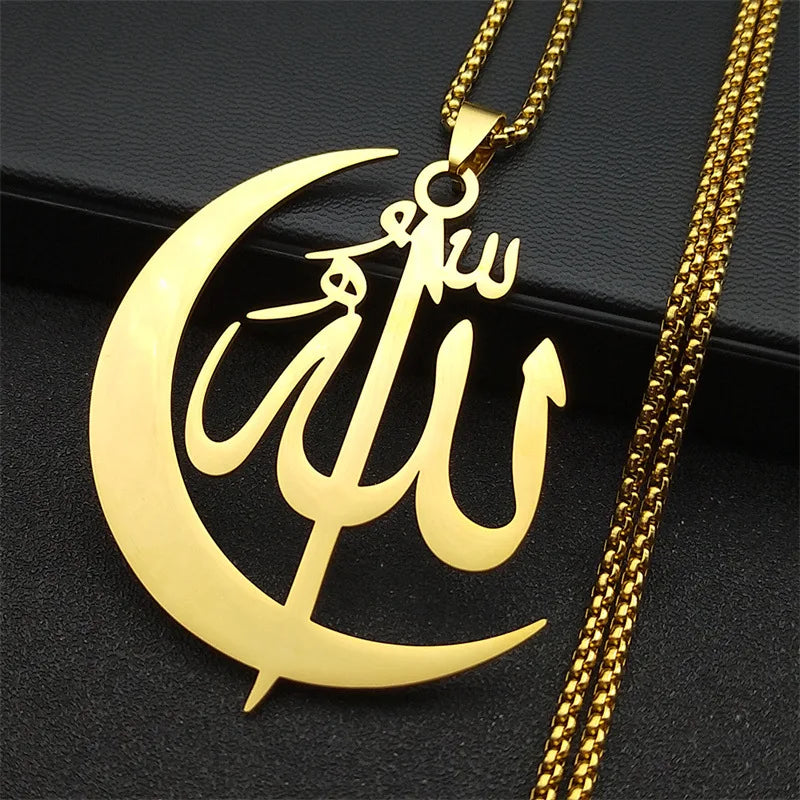2024 new fashion stainless steel necklace French retro simple Arabic personality everything hollowed out sweater chain jewelry