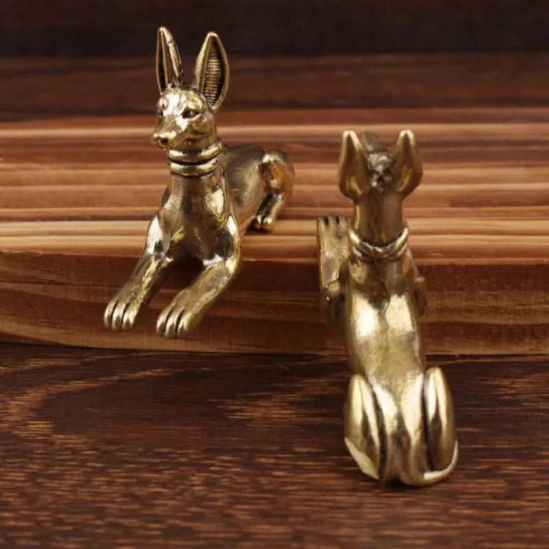 1pc Vintage Brass Egyptian Pharaoh Hound Statue - Exquisite Decorative Art Piece for Home, Office, or Cafe, Ideal for Bookshelve