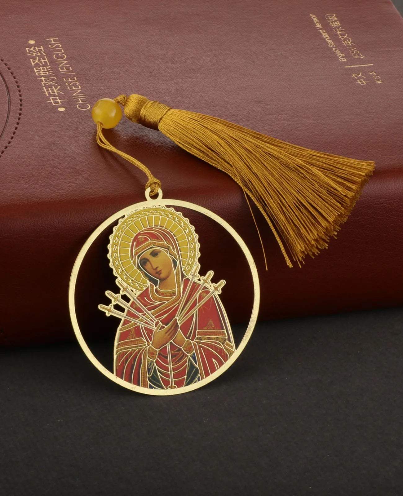 Christian Holy Family Bookmarks Hollow Copper Jesus Christ The Teacher Tassel Bookmark Accessories for Reader Birthday Gift