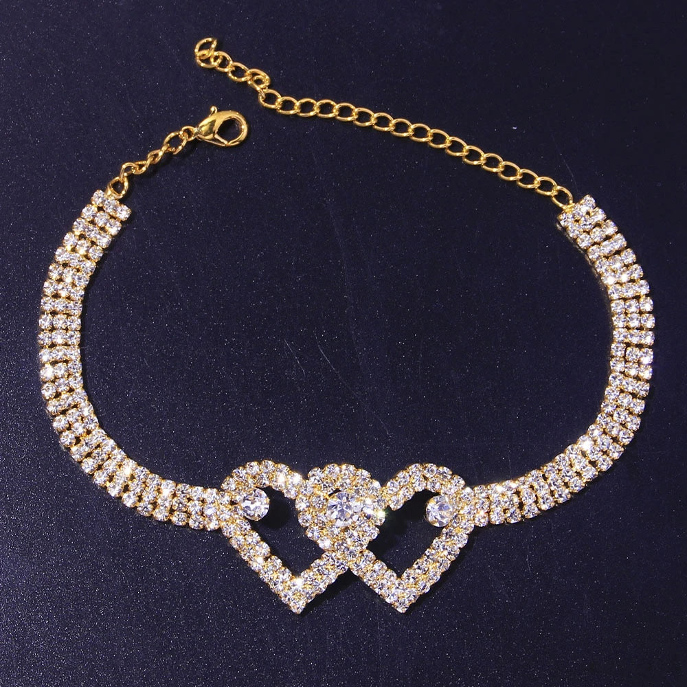 Women's Charm Metal Pearl Anklet Golden Multilayer Foot Chain Bohemia Fashion Rhinestone Ankle Bracelet Beach Jewelry Accessory
