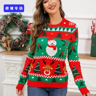 2025New Sweater Christmas Gift Sweater European and American Autumn and Winter Lazy Style Pullover Knitted Sweater