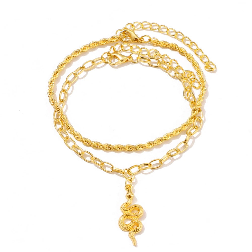 Women's Charm Metal Pearl Anklet Golden Multilayer Foot Chain Bohemia Fashion Rhinestone Ankle Bracelet Beach Jewelry Accessory