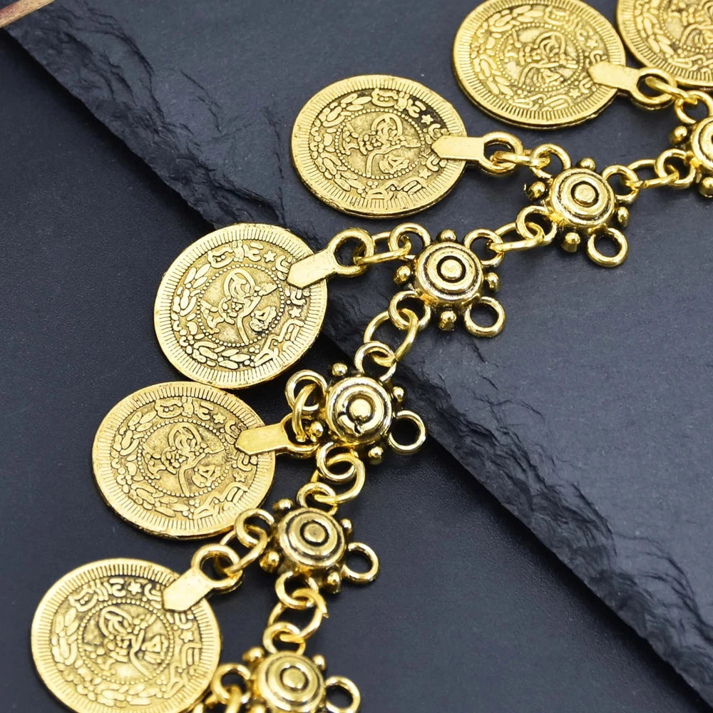Vintage Gypsy Tribal Boho Ethnic Coins Tassel Choker Necklace for Women Summer Beach Party Dance Collares Afghan Indian Jewelry
