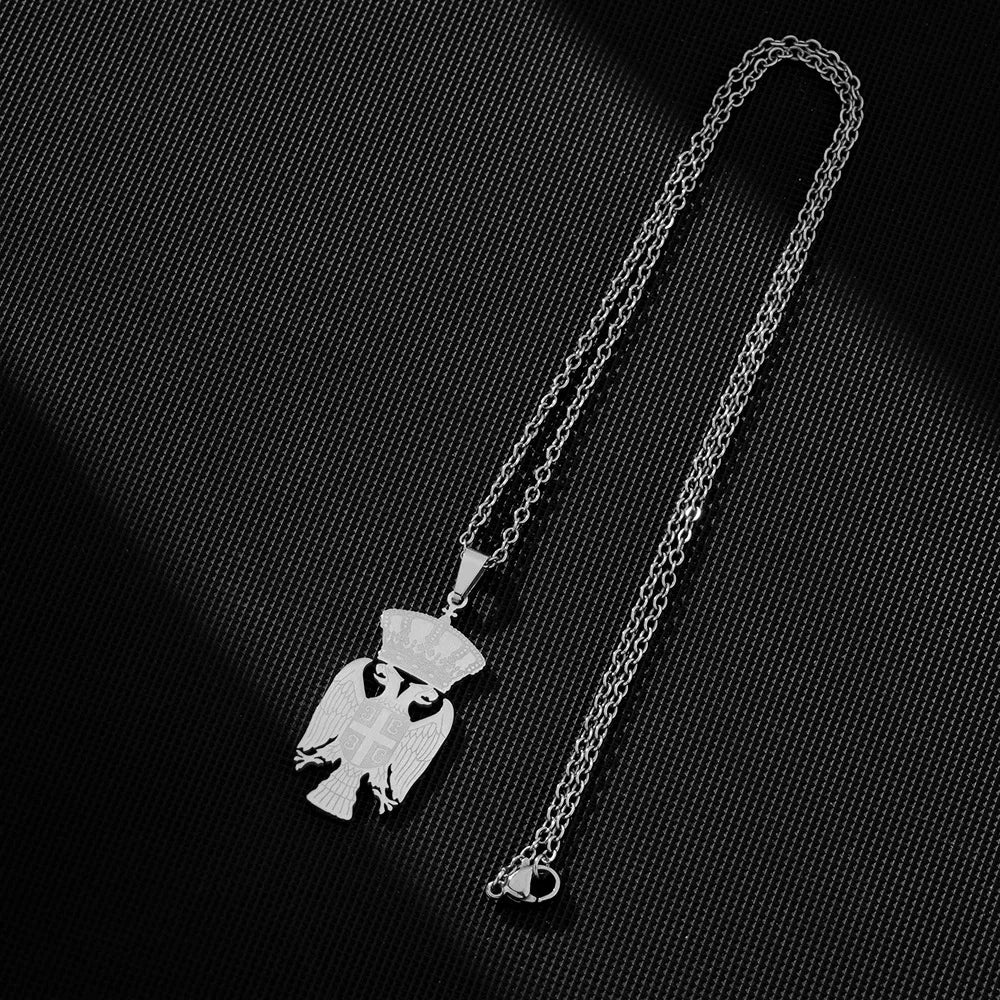 2024 new fashion stainless steel Republic of Serbia eagle pendant necklace temperament everything collarbone chain birthday anni