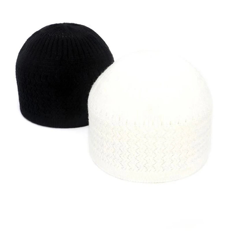 1pc Men's Casual Knitted Muslim Women Prayer Hats Winter Warm Beanies Cap Islamic Ramadan
