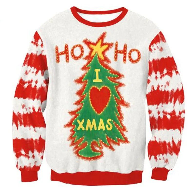 Ugly Christmas Sweaters Green Jumpers 3D Funny Printed Holiday Party Xmas Sweatshirt for Party Birthday Xmas Sweatshirt 2024