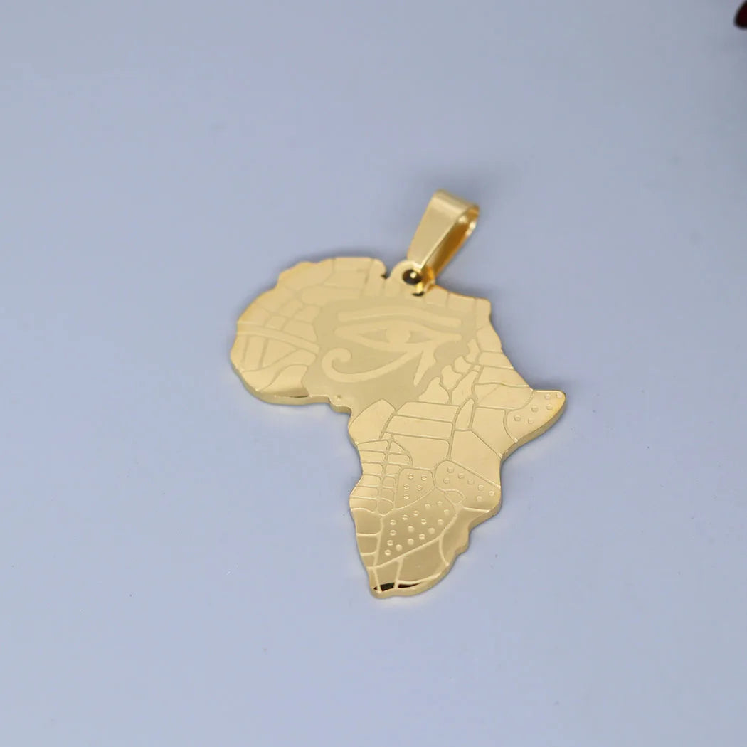 2pcs No Fade Africa Map Charms Stainless Steel Pendant for Jewelry Making Necklace Keychain Rune Eye of Horus Talisman DIY Craft