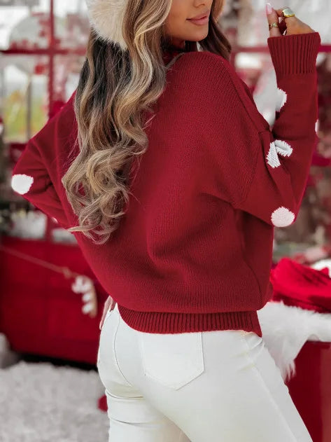 2025 Winter Women's Knitted Sweater Let It Snow Jacquard Jumper Full Sleeve Christmas Look Pullover Xmas Party Clothes Knitwear