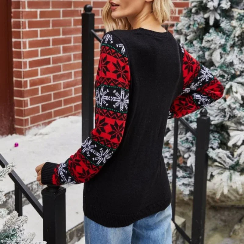 2025 Winter Women Christmas Knitted Sweater Santa's Favorite Print Pullover Full Sleeve O Neck Loose Soft Jumpers Xmas Look Wear