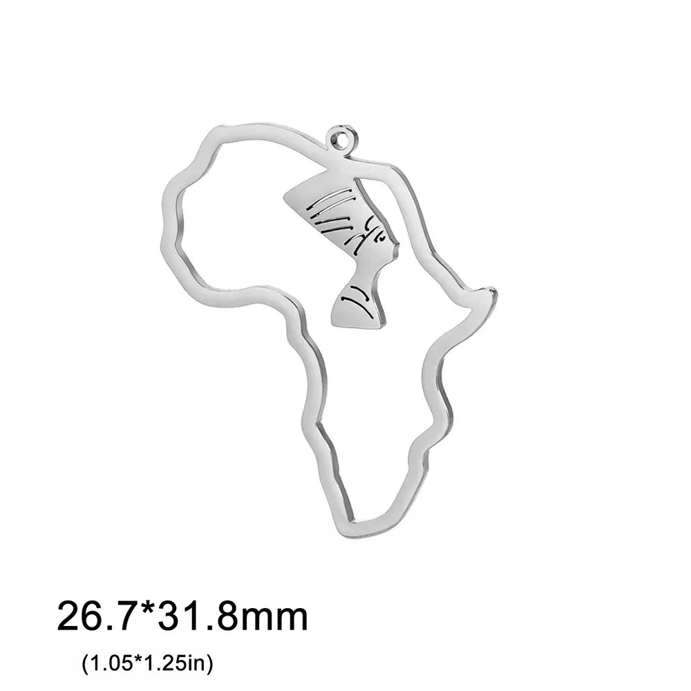 EUEAVAN 1pc Africa Berbers Symbol Map Stainless Steel Pendant for Necklace African Kabyle Berber Jewelry Making Supplies DIY