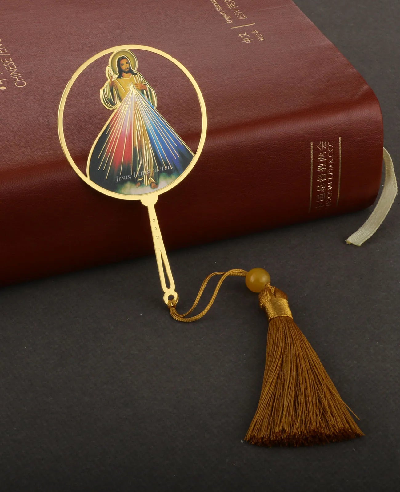 Christian Holy Family Bookmarks Hollow Copper Jesus Christ The Teacher Tassel Bookmark Accessories for Reader Birthday Gift