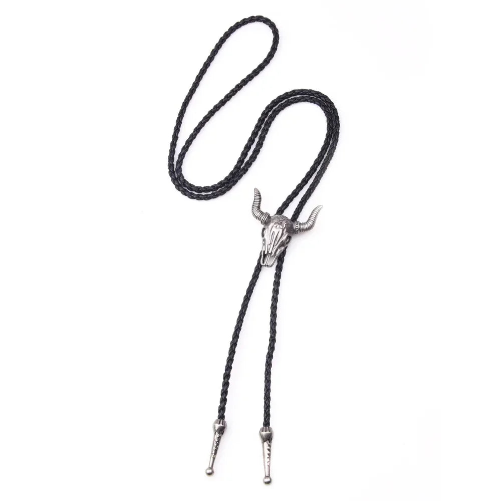 Vintage Cowboy Jazz Hat Alloy mens bolo tie Men Women Leather Rope Long Necklace Sweater Chain shirts Bolo Tie Men Accessories